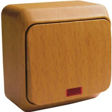 ЭТЮД Выключатель одноклавишный наружный с подсветкой бук сх.1