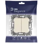 Переключатель двойной, 10АХ-250В, Эра Elegance, сл.кость,14-1106-02
