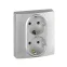 ETIKA Розетка двойная с заземлением со шторками алюминий автоматические зажимы