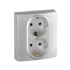 ETIKA Розетка двойная с заземлением со шторками алюминий автоматические зажимы