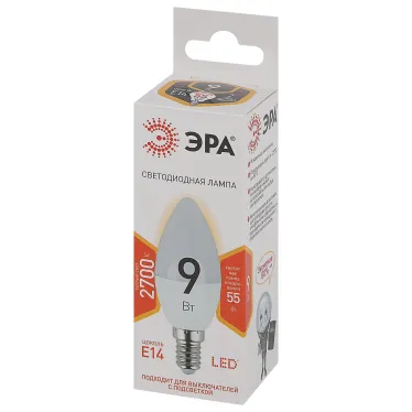 Лампа светодиодная LED B35-9W-827-E14 (диод, свеча, 9Вт, тепл, E14) (10/100/4000)