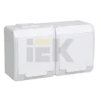 Гермес PLUS Розетка двойная наружная с заземлением с крышкой IP54