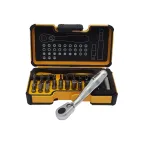 Набор бит SL/PH/PZ/Tx/HEX/TxTR/BH/MS с мини трещоткой в кейсе, 33 шт