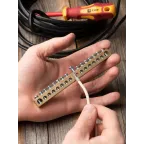 Шина PEN ноль-земля 8х12мм 16 отверстий латунь крепеж по центру PROxima