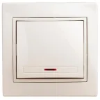 Выключатель Intro Plano 1-102-02 одноклавишный с подсветкой, 10А-250В, IP20, СУ, слоновая кость