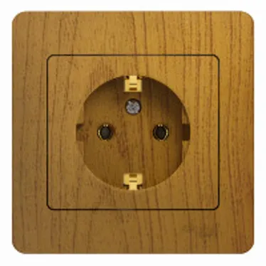 GLOSSA Розетка с заземлением дуб в сборе