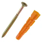Шуруп универсальный 5.0х70 потайная головка желтопассивированный + дюбель 8х52 (9шт)