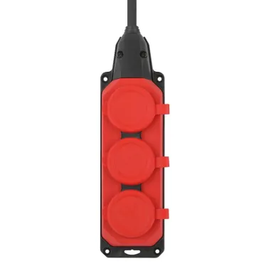 Удлинитель силовой UK-3e-3x1,5-40m-IP44(KG) с заземлением 3 розетки каучук 40м КГ 3х1,5мм2 IP44