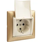 VALENA Розетка с заземлением с крышкой в рамку слоновая кость