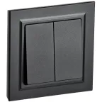 BRITE Выключатель двухклавишный 10А в сборе ВСР10-2-0-БрЧ черный IEK