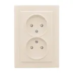 Розетка двухместная СП без заземления 10А бежевый с защитными шторками Минск