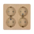 ЭТЮД Розетка четырехместная наружная с заземлением со шторками 16А 250B сосна