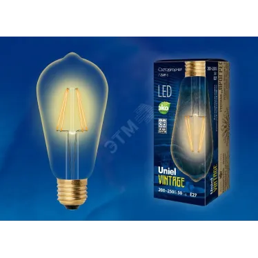 Лампа светодиодная LED-ST64-5W/GOLDEN/E27 GLV22GO LED Vintage. «конус», золотистая колба | UL-00002360 | Uniel