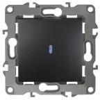 Выключатель с подсветкой, 10АХ-250В, Эра12, антрацит,12-1102-05
