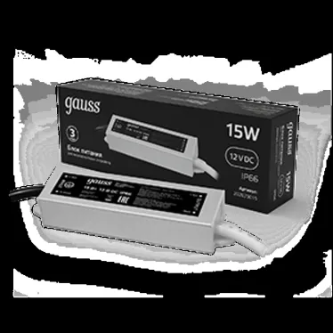 Блок питания для светодиодной ленты 15 Вт AC 100-264В Uвых 12В IP67 220х30х20мм Black Gauss