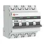 Выключатель автоматический четырехполюсный 50А D ВА47-63 4.5кА PROxima