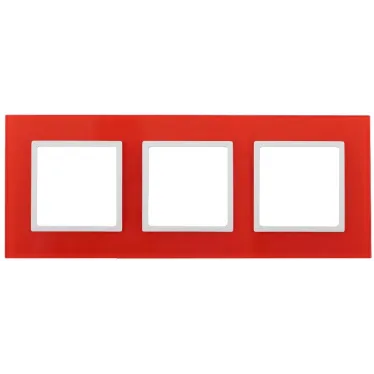 Рамка на 3 поста, стекло, Эра Elegance, красный+бел, 14-5103-23