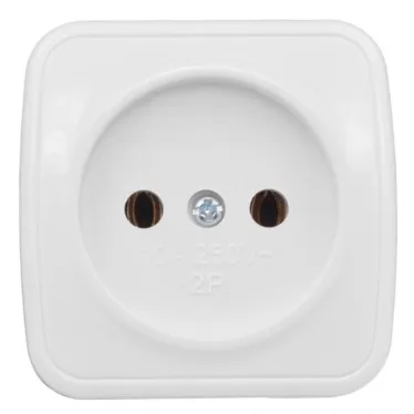 Розетка Минск одноместная ОП 10А без заземления белая