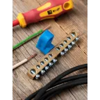 Шина 0 N (6х9мм) 10 отверстий латунь синий угловой изолятор PROxima