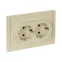 FORTE@PIANO Розетка 2-местная с заземлением с защитными шторками безвинтовое крепление 16А FP423 ваниль IEK