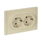 FORTE@PIANO Розетка 2-местная с заземлением с защитными шторками безвинтовое крепление 16А FP423 ваниль IEK