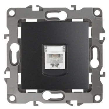 Розетка телефонная RJ11, Эра12, антрацит, 12-3105-05