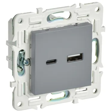 SKANDY Розетка USB A+C 18Вт SK-R13Gr серый IEK