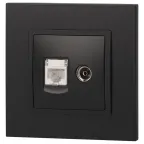 Розетка RJ45+TV, Эра Elegance, антрацит, 14-3110-05