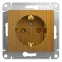GLOSSA Розетка с заземлением со шторками в рамку дуб