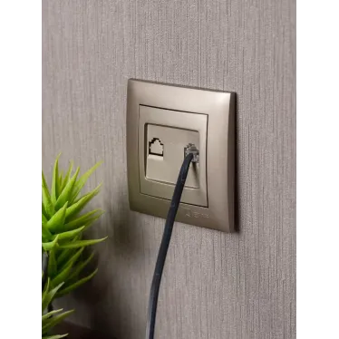 Валенсия лицевая панель розетки Phone 1-местная кашемир