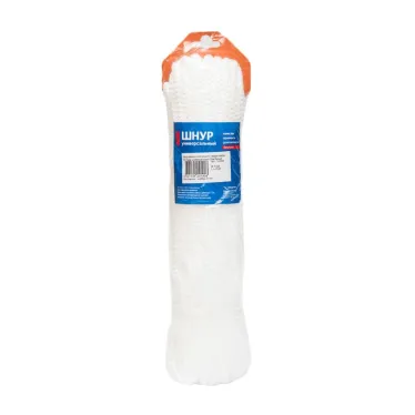 Шнур полипропилен вязаный с сердечником 8,0мм белый (20м)