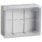 Коробка КМ41277 распаячная для открытой проводки 240х195х165мм IP44 (RAL7035 прозрачный красный кабельные вводы 5 шт)
