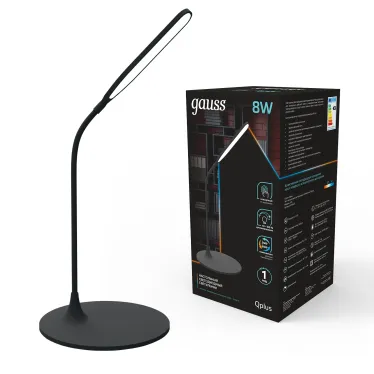 Светильник настольный Qplus GTL502 8W 500lm 3500-5500K 170-265V черный диммируемый LED 1/12 | GT5022 | Gauss