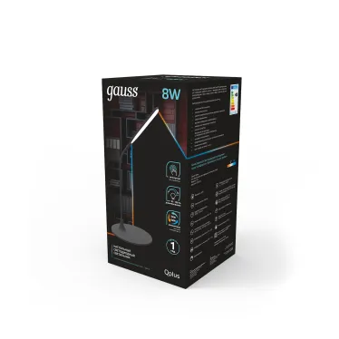 Светильник настольный Qplus GTL502 8W 500lm 3500-5500K 170-265V черный диммируемый LED 1/12 | GT5022 | Gauss