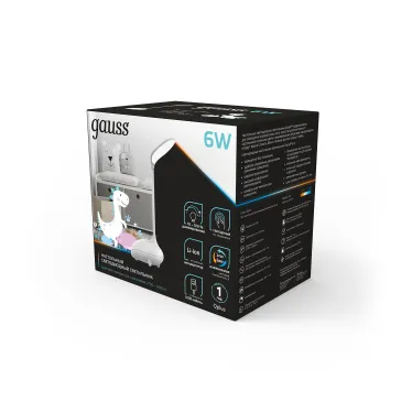 Светильник настольный Qplus GTL701 6W 330lm 2700-6000K 5V Li-ion 1200mA белый детский диммируемый LED 1/10/30 | GT7011 | Gauss