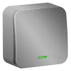 Переключатель одноклавишный наружный BLАNCА (cх.6) с подстветкой, с изолирующей пластиной, 10А, 250В, алюминий