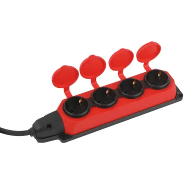 Удлинитель силовой UK-4e-3x1,5-50m-IP44(KG) с заземлением 4 розетки каучук 50м КГ 3х1,5мм2 IP44