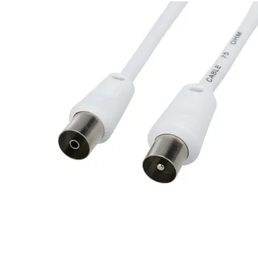 Шнур ТВ гнездо - ТВ штекер, длина 1,5 метра, белый,