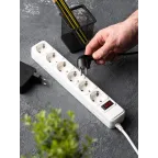 Фильтр сетевой 6x3м 10А/2.2 кВт с выключателем с заземлением ПВС 3х0.75 Блокбастер PROxima