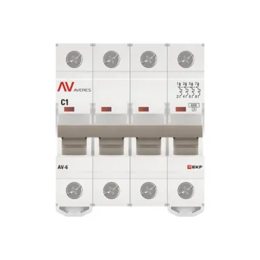 Выключатель автоматический AV-6 4P 1A (C) 6kA AVERES