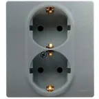 ETIKA Розетка двойная с заземлением со шторками алюминий автоматические зажимы