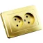 Розетка двойная скрытая со шторками золото