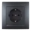 Розетка с заземлением Schuko 16А 250В винт зажим графит