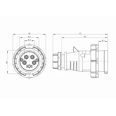 Вилка кабельная IP67 32A 3P+E+N 400V