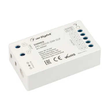 Диммер ARL-SIRIUS-DIM-SUF (12-24V, 4x4A, 2.4G) (ARL, IP20 Пластик, 3 года)