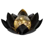 Светильник уличный ERASF22-52 на солнечной батарее садовый Лотос (2 в 1) стекло кракле 20LED