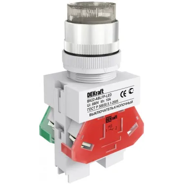 Кнопка ABLF 22мм белая 24В AC/DC