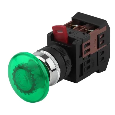 Кнопка AEА-22 ''Грибок'' зеленый d22мм 1з+1р