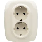 Valena ALLURE Розетка силовая двойная 2х2К+З 16А 250В с лицевой панелью со шторками безвинтовые зажимы слоновая кость