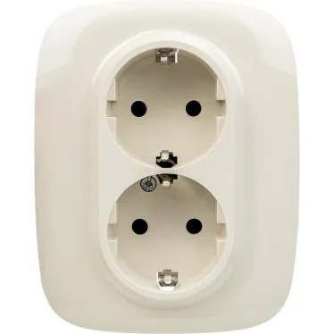 Valena ALLURE Розетка силовая двойная 2х2К+З 16А 250В с лицевой панелью со шторками безвинтовые зажимы слоновая кость